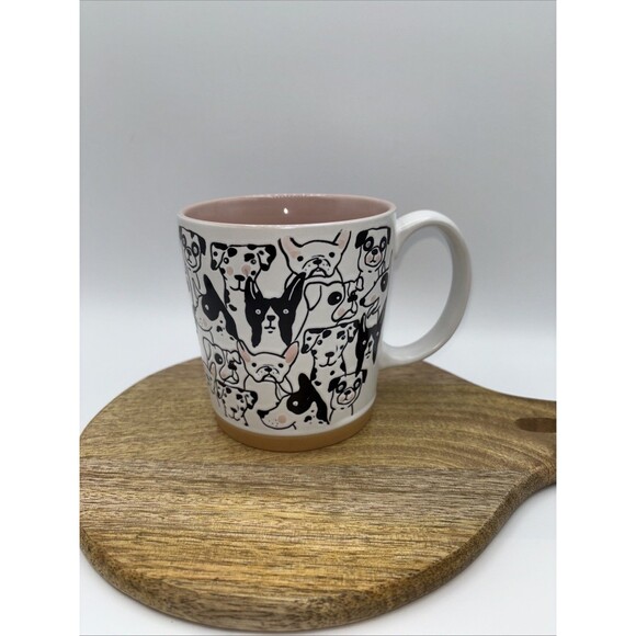 Spectrum Dog Faces Coffee Tea Cup Pug Pink White Ceramic Embossed-4.25" T Preown - Picture 8 of 8